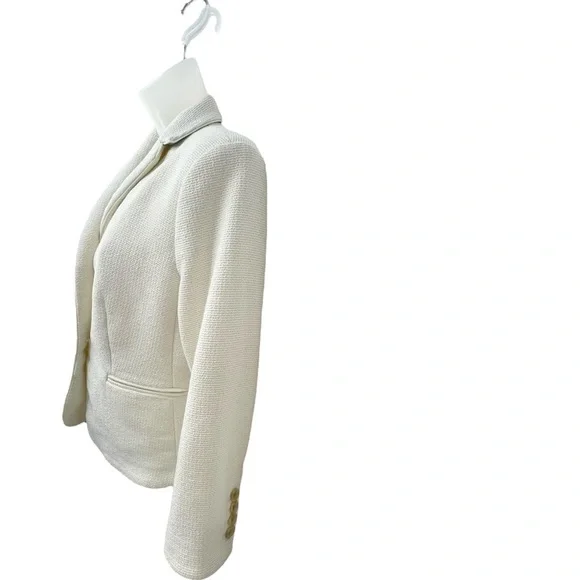 Ann Taylor The Newbury Blazer Jacket Women Sz 8 Petite Cream Neutral Classy NWOT - Picture 3 of 13